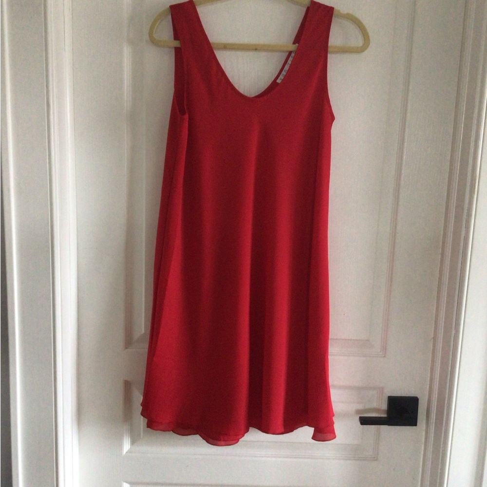 Red Sleeveless V-Neck Swing Dress